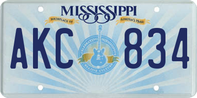 MS license plate AKC834