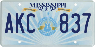 MS license plate AKC837