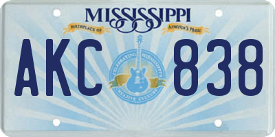MS license plate AKC838