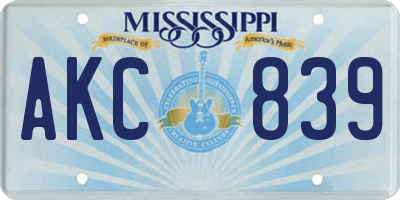 MS license plate AKC839