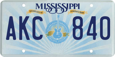 MS license plate AKC840