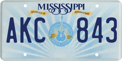 MS license plate AKC843
