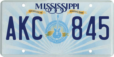 MS license plate AKC845
