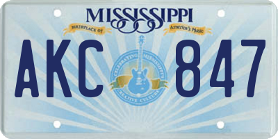 MS license plate AKC847