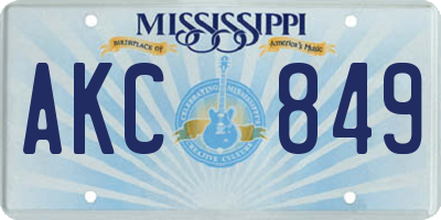 MS license plate AKC849