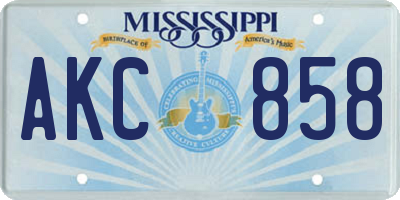 MS license plate AKC858