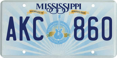 MS license plate AKC860