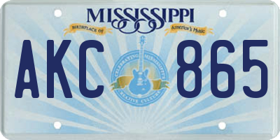 MS license plate AKC865