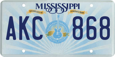 MS license plate AKC868