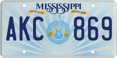 MS license plate AKC869