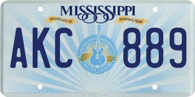 MS license plate AKC889