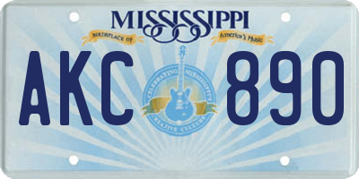 MS license plate AKC890