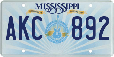 MS license plate AKC892