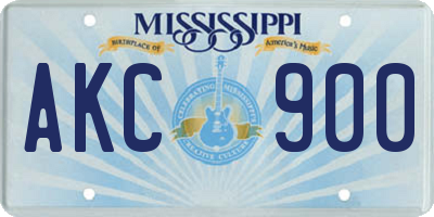 MS license plate AKC900