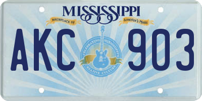 MS license plate AKC903