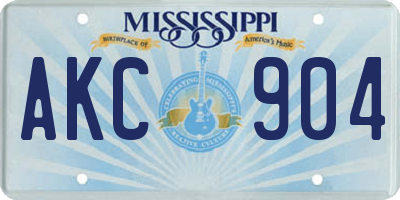 MS license plate AKC904