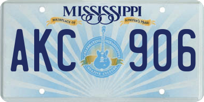 MS license plate AKC906