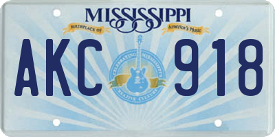MS license plate AKC918