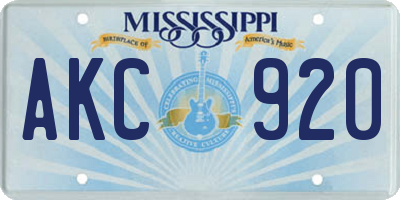 MS license plate AKC920
