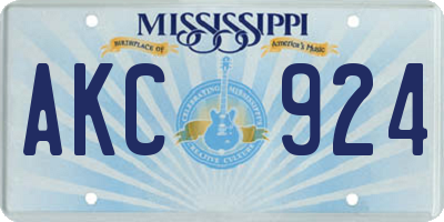MS license plate AKC924