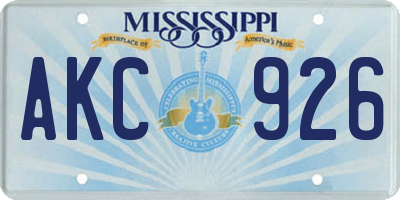 MS license plate AKC926