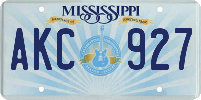 MS license plate AKC927