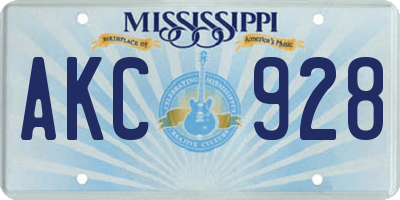 MS license plate AKC928