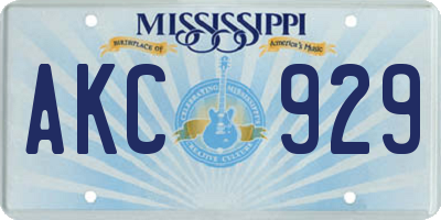MS license plate AKC929