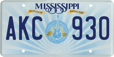 MS license plate AKC930