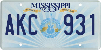 MS license plate AKC931
