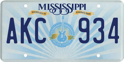 MS license plate AKC934