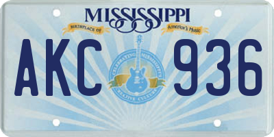 MS license plate AKC936