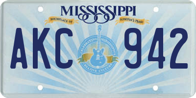 MS license plate AKC942