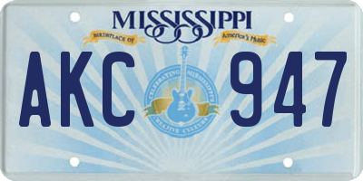 MS license plate AKC947