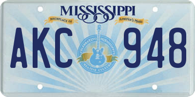MS license plate AKC948