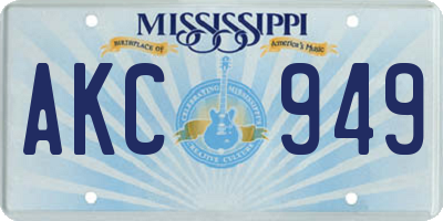 MS license plate AKC949