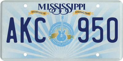 MS license plate AKC950