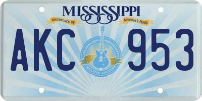 MS license plate AKC953