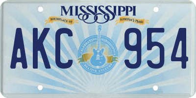 MS license plate AKC954