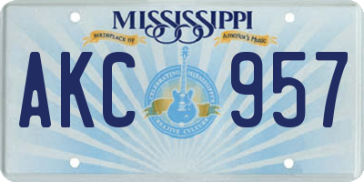 MS license plate AKC957