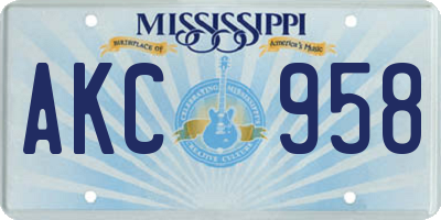MS license plate AKC958