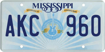 MS license plate AKC960