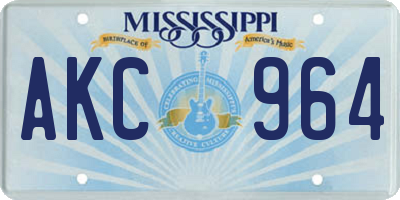MS license plate AKC964