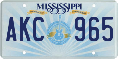 MS license plate AKC965