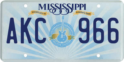 MS license plate AKC966
