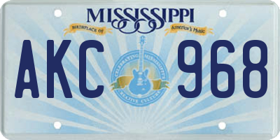 MS license plate AKC968