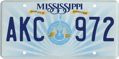 MS license plate AKC972