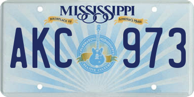MS license plate AKC973
