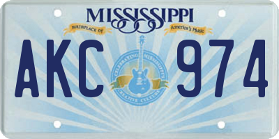 MS license plate AKC974