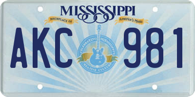 MS license plate AKC981